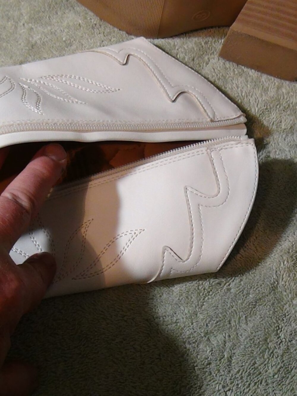 Women's Universal Thread Zipper Studded Western Boots Pointed Size 8 Off-White - Picture 9 of 13
